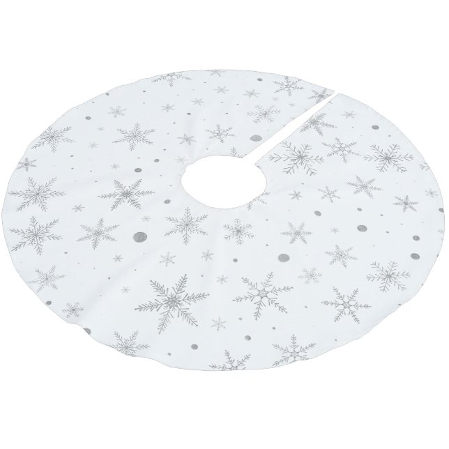 Twinkle Snowflake - Silver Grått & White Julgransmatta Borstad Polyester (Vinklad)