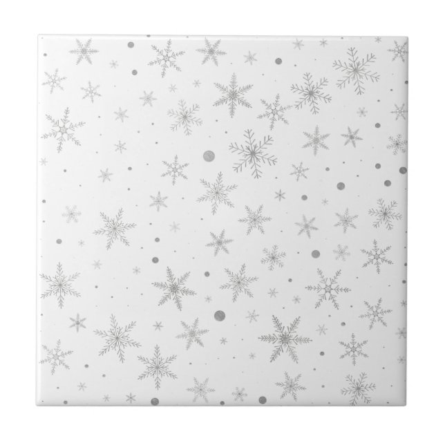 Twinkle Snowflake - Silver Grått & White Kakelplatta (Framsidan)