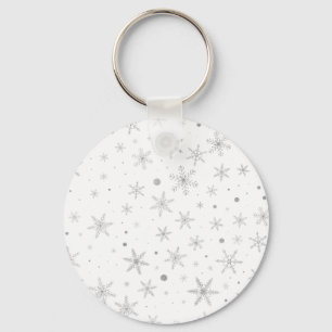 Twinkle Snowflake - Silver Grått & White Nyckelring
