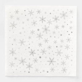 Twinkle Snowflake -Silver Grått & White- Pappersservett