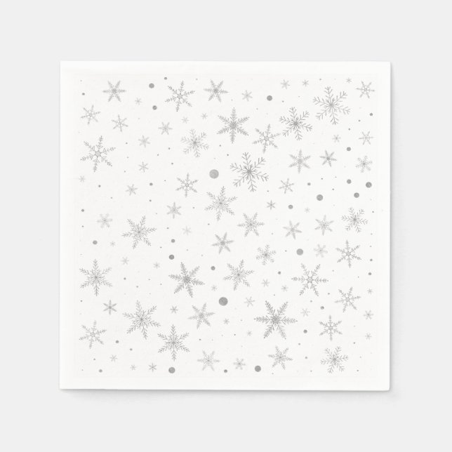 Twinkle Snowflake -Silver Grått & White- Pappersservett (Framsidan)