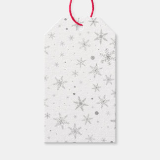 Twinkle Snowflake -Silver Grått & White- Presentetikett