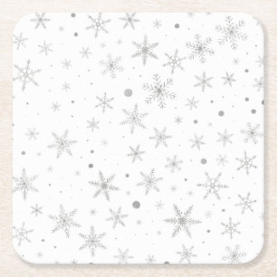 Twinkle Snowflake - Silver Grått & White Underlägg Papper Kvadrat