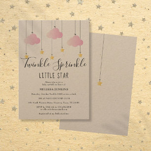 Twinkle Sprinkle Baby Shower Rosa Rustik Boho Inbjudningar