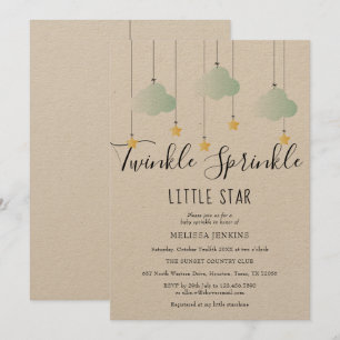 Twinkle Sprinkle Baby Shower Rustik Boho Inbjudningar