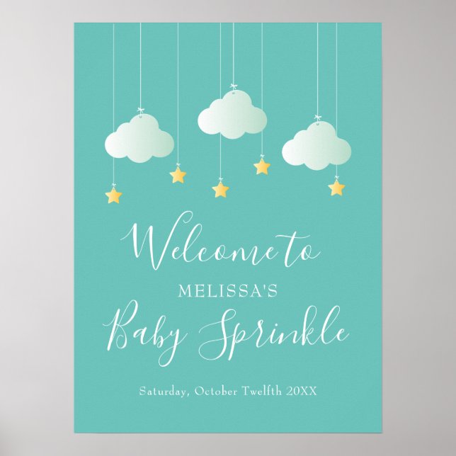 Twinkle Sprinkle Baby Shower / Sprinkle Välkomstsk Poster (Framsidan)