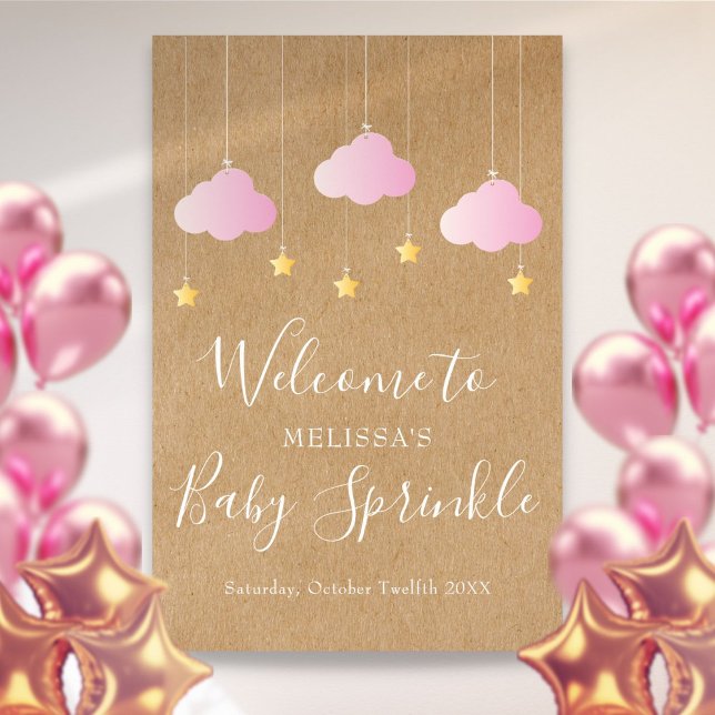 Twinkle Sprinkle Babyflicka Shower Boho Välkommen Poster (Twinkle Sprinkle Baby Girl Shower Boho Welcome Poster)