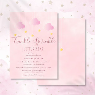 Twinkle Sprinkle Lilla Stjärna Baby Shower Flicka  Inbjudningar