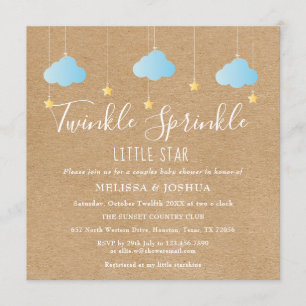Twinkle Sprinkle Lilla Stjärna Baby Shower Rustik Inbjudningar