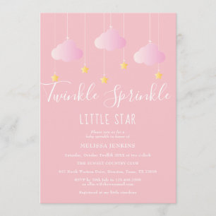 Twinkle Sprinkle Lilla Stjärna Babyflicka Babyshow Inbjudningar