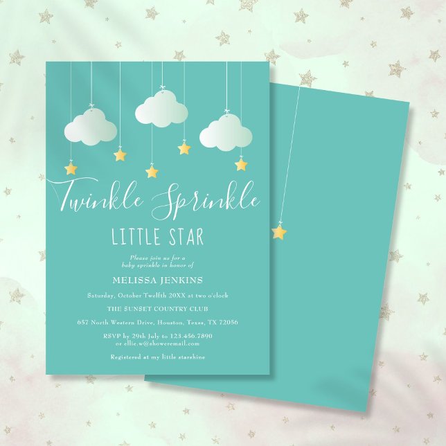 Twinkle Sprinkle Liten Stjärna Baby Shower Inbjudningar (Twinkle Sprinkle Little Star Baby Shower Invitation)