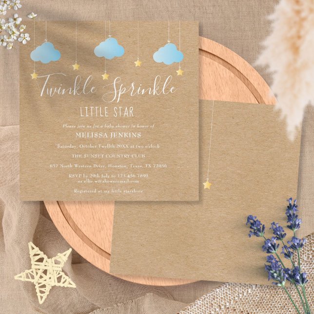 Twinkle Sprinkle Little Star Baby Sprinkle /Barnka Inbjudningar (Skapare uppladdad)