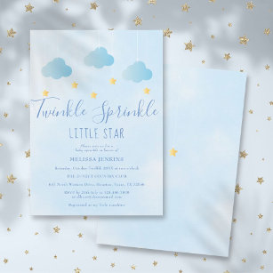 Twinkle Sprinkle Little Star Boy Blue Shower Inbjudningar