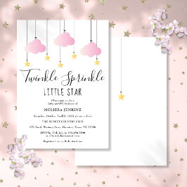 Twinkle Sprinkle Little Star Rosa Girl Baby Shower Inbjudningar