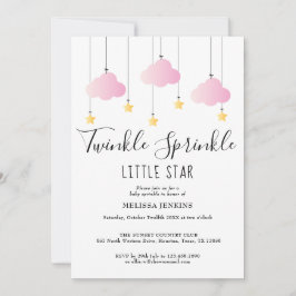 Twinkle Sprinkle Rosa Girl Girl All in One Baby Sh Inbjudningar