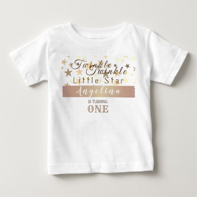 Twinkle Star 1:a födelsedagen Babyflicka T Shirt (Framsida)