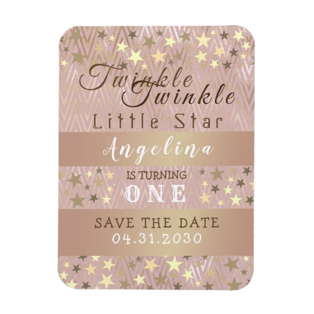 Twinkle Star 1-årsfirande Spara datumet Magnet (Vertikal)