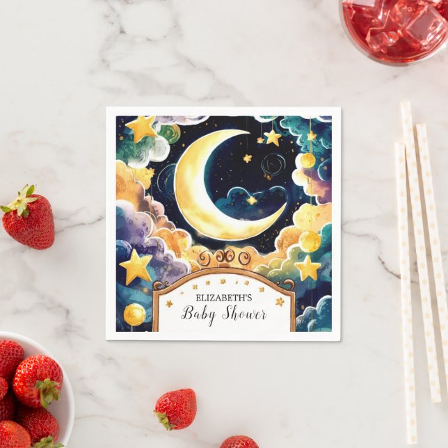 Twinkle Star Boho Celestial Baby Shower Pappersservett (Insitu)