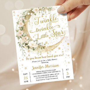 Twinkle Star Moon Baby Shower Könsneutral Inbjudningar