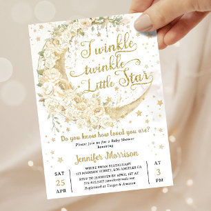 Twinkle Star Moon Baby Shower Könsneutral Inbjudningar