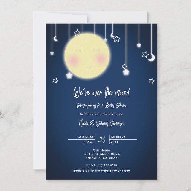 Twinkle Star Moon Celestial Baby Shower Inbjudan (Framsida)