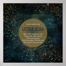 Twinkle Star Night Himlar Dikt Poster Nursery Deco