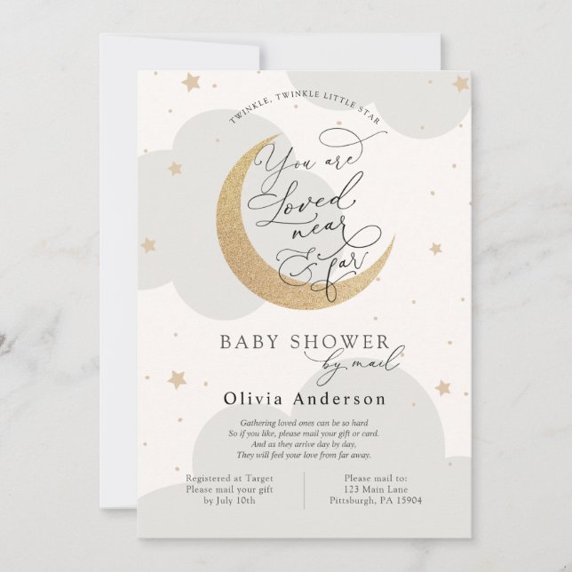 Twinkle Star och Måne Shower by Mail Inbjudningar (Framsida)