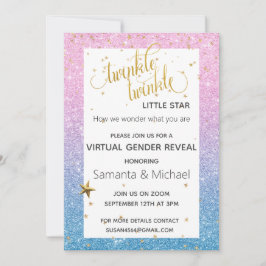 Twinkle Star Virtuell Glitter Könsuppenbarelsefest Inbjudningar