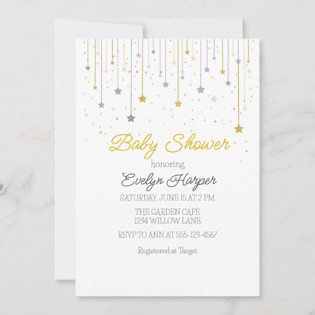 Twinkle stars Baby Shower Invitation Inbjudningar (Framsida)