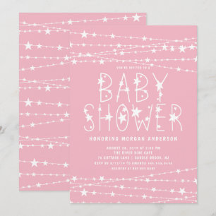 Twinkle Stars Girl Baby Shower Inbjudningar