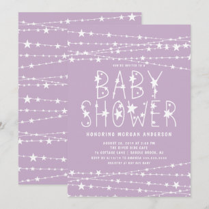 Twinkle Stars Girl Baby Shower Inbjudningar