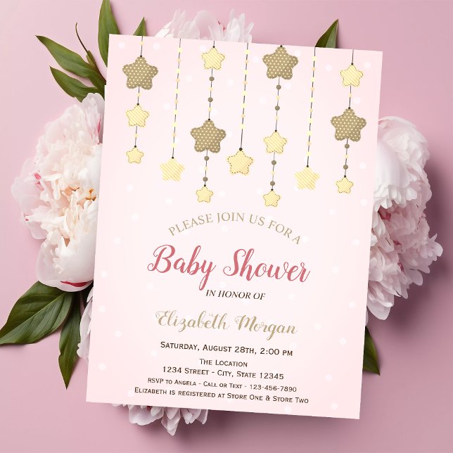 Twinkle Stars Könsuppenbaring Prickar Baby Shower Inbjudningar (Skapare uppladdad)