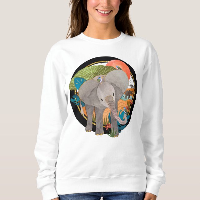 TWINKLE-TOES SAFARI elefant-WHITE-tröjor T Shirt (Framsida)