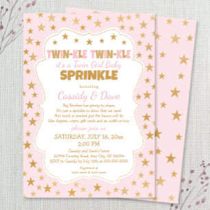 Twinkle Twillingar Baby Sprinkle, twin-flickors du Inbjudningar
