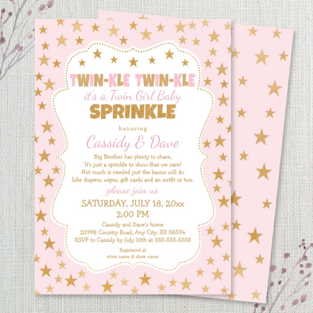 Twinkle Twillingar Baby Sprinkle, twin-flickors du Inbjudningar (Skapare uppladdad)