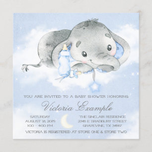 Twinkle Twinkle Baby Pojke Elefant Baby Shower Inbjudningar
