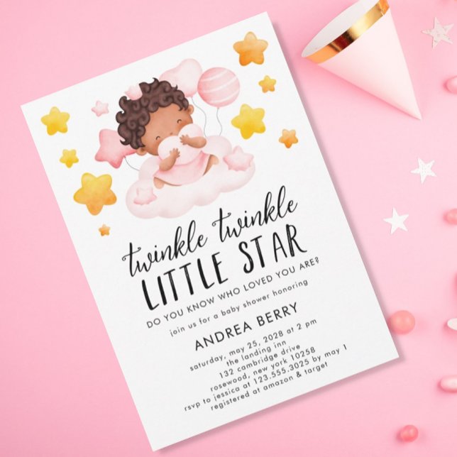 Twinkle Twinkle Baby Shower Girl Inbjudningar (Skapare uppladdad)