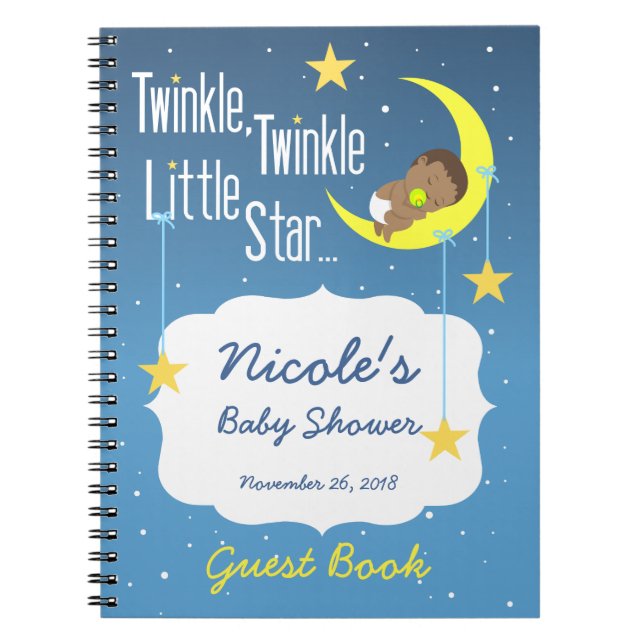 Twinkle Twinkle Baby Shower Guest Bok Anteckningsbok (Framsidan)