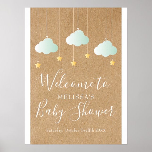 Twinkle Twinkle Baby Shower / Sprinkle Välkomstsky Poster (Framsidan)