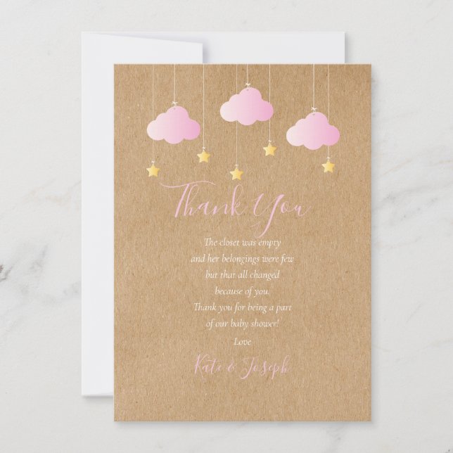 Twinkle Twinkle Babyflicka Babyshower Tack Poesi Kort (Framsida)