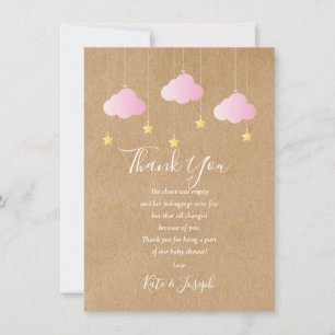 Twinkle Twinkle Babyflicka Babyshower Tack Poesi Kort