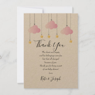 Twinkle Twinkle Babyflicka Babyshower Tack Poesi Kort