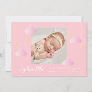 Twinkle Twinkle Babyflicka Söt Rosa Foto Födelse Meddelande