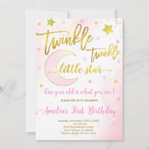 Twinkle Twinkle Birthday, Måne & Stars Birthday Inbjudningar