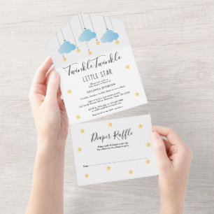 Twinkle Twinkle Blå Pojke Baby Shower