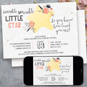 Twinkle Twinkle Blommig Stjärna Baby Sprinkle Inbjudningar