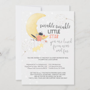 Twinkle Twinkle Blommigt Måne Baby Shower by Mail Inbjudningar