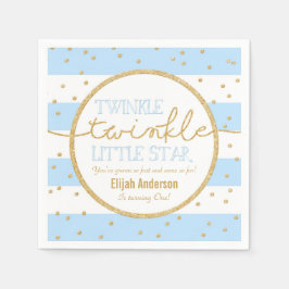 Twinkle Twinkle Blue och Guld Birthday Napkin Pappersservett