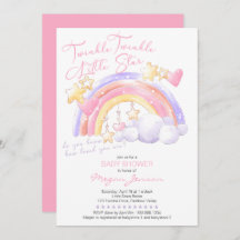 Twinkle Twinkle Cute Rainbow Rosa Girl Baby Shower