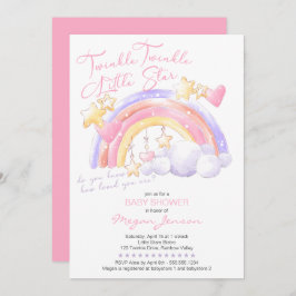 Twinkle Twinkle Cute Rainbow Rosa Girl Baby Shower Inbjudningar